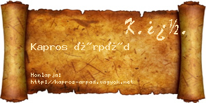 Kapros Árpád névjegykártya