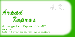 arpad kapros business card